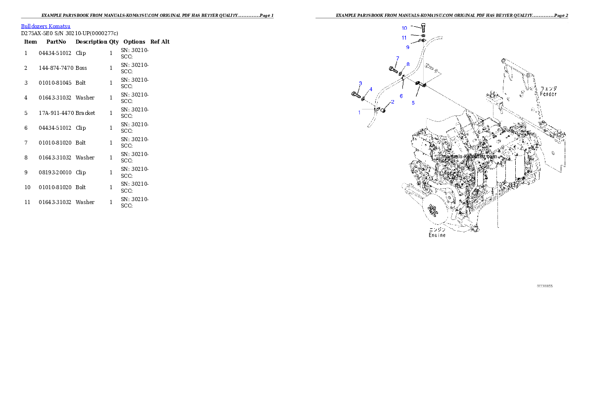 Protected: D275AX-5E0 S/N 30210-UP Partsbook