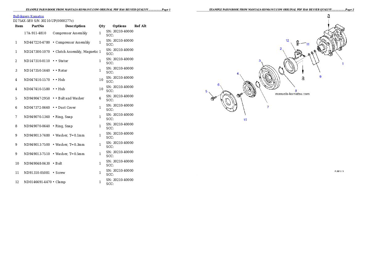 Protected: D275AX-5E0 S/N 30210-UP Partsbook