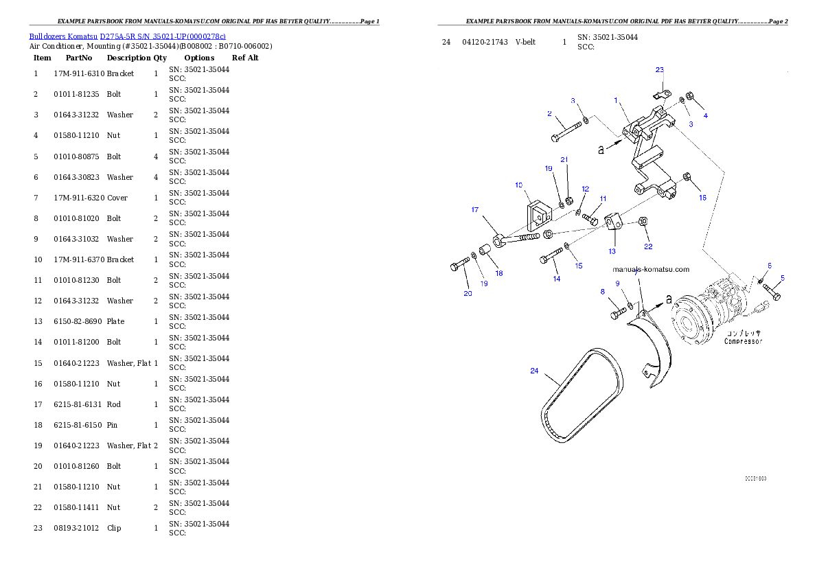 Protected: D275A-5R S/N 35021-UP Partsbook