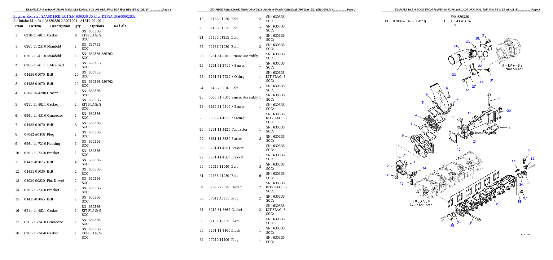 Protected: SAA6D140E-5AH S/N 630336-UP (For D275A-5R) Partsbook
