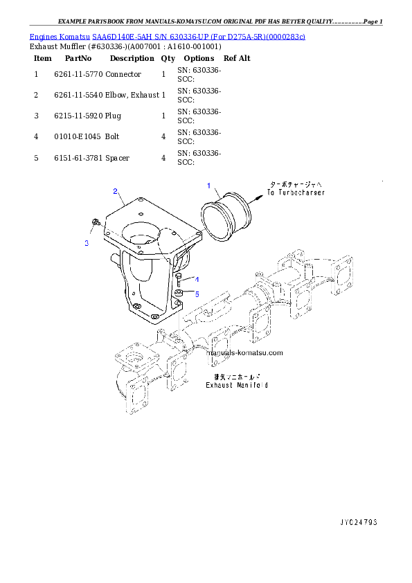 Protected: SAA6D140E-5AH S/N 630336-UP (For D275A-5R) Partsbook