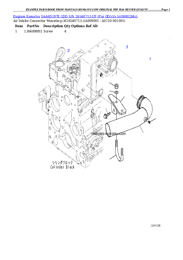 Protected: SAA6D107E-1DD S/N 26540713-UP (For GD555-5) Partsbook