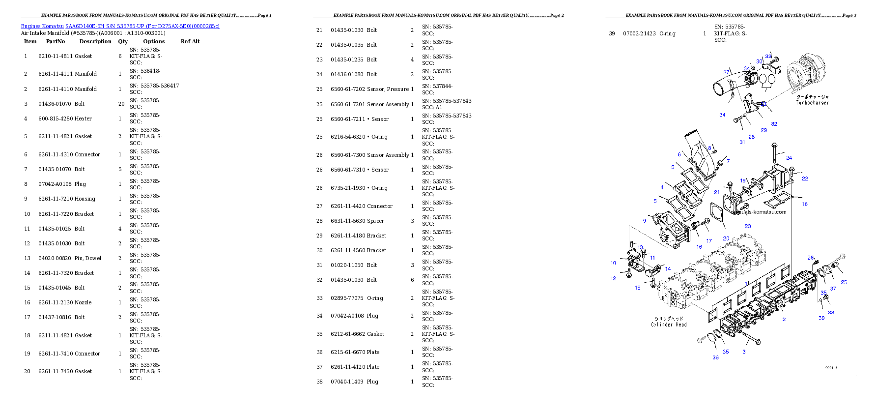 Protected: SAA6D140E-5H S/N 535785-UP (For D275AX-5E0) Partsbook