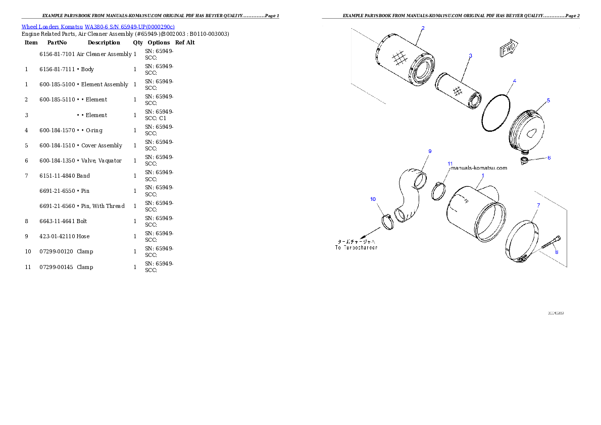 Protected: WA380-6 S/N 65949-UP (EU Standard Machine) Partsbook