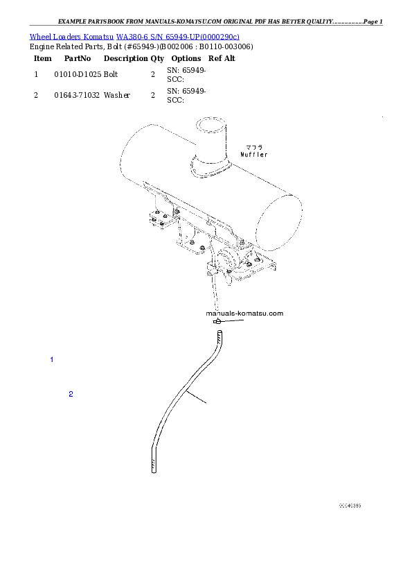 Protected: WA380-6 S/N 65949-UP (EU Standard Machine) Partsbook