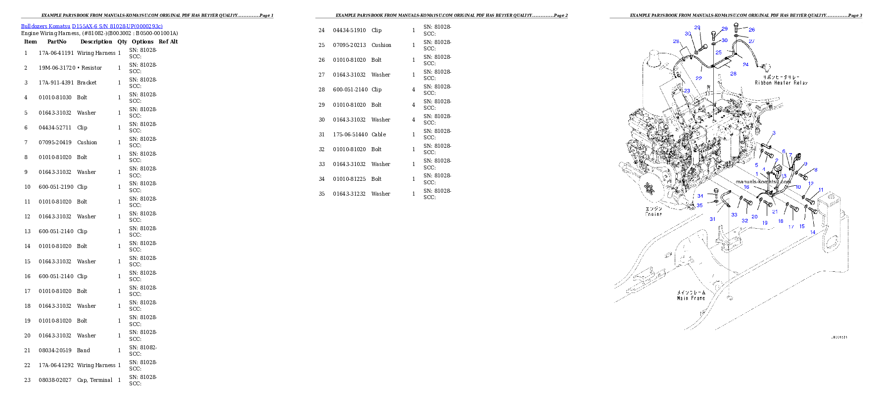 Protected: D155AX-6 S/N 81028-UP Partsbook