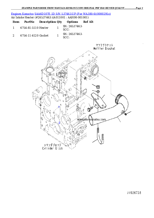 Protected: SAA6D107E-1D S/N 537463-UP (For WA380-6) Partsbook