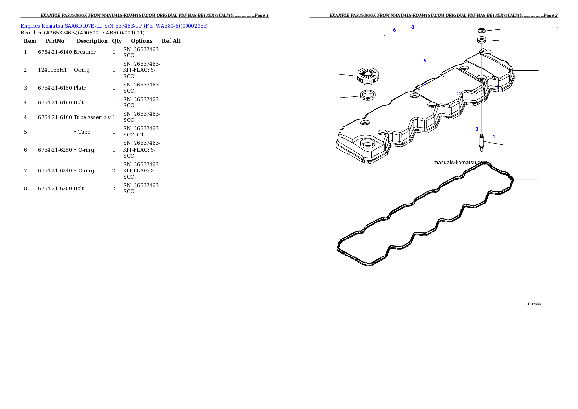Protected: SAA6D107E-1D S/N 537463-UP (For WA380-6) Partsbook