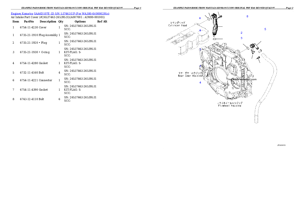 Protected: SAA6D107E-1D S/N 537463-UP (For WA380-6) Partsbook