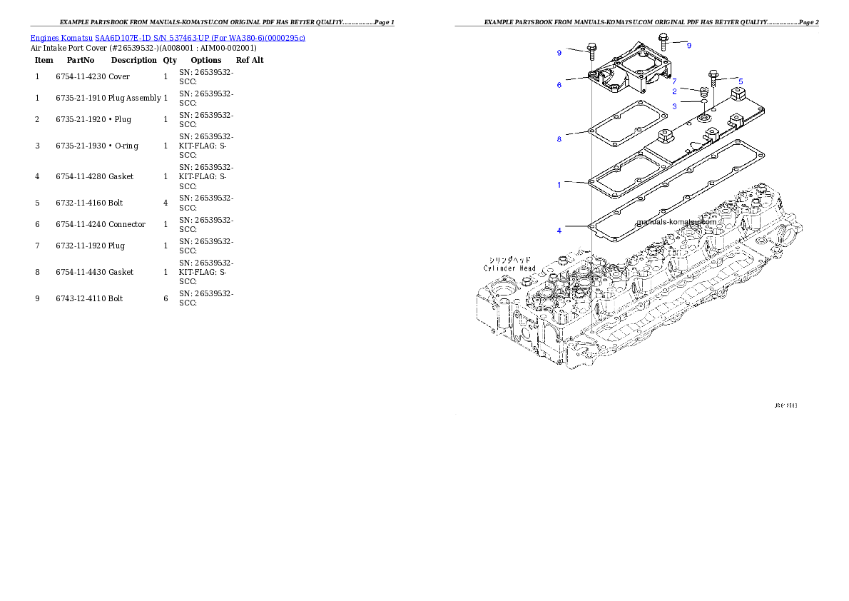 Protected: SAA6D107E-1D S/N 537463-UP (For WA380-6) Partsbook