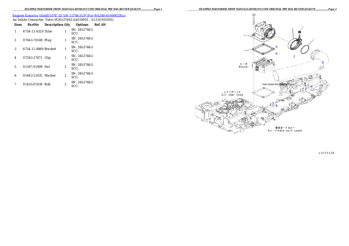 Protected: SAA6D107E-1D S/N 537463-UP (For WA380-6) Partsbook