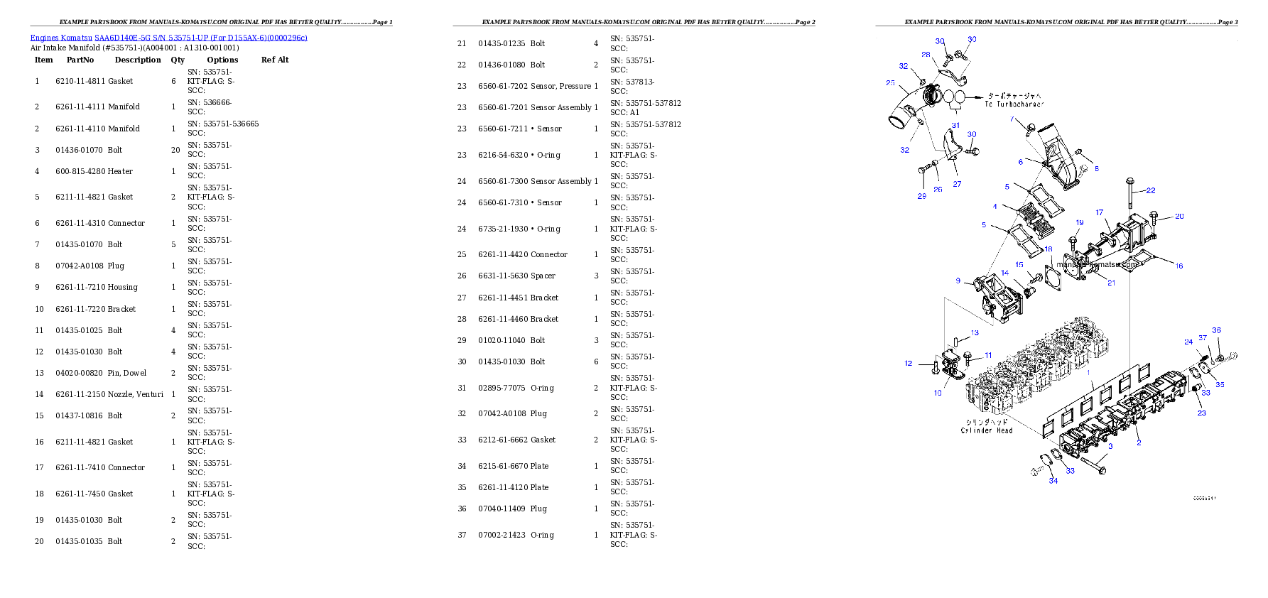 Protected: SAA6D140E-5G S/N 535751-UP (For D155AX-6) Partsbook