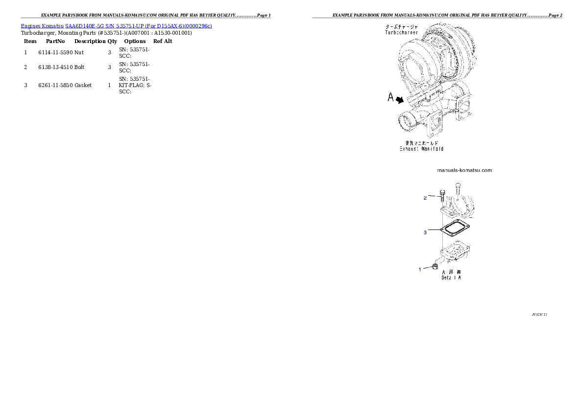 Protected: SAA6D140E-5G S/N 535751-UP (For D155AX-6) Partsbook