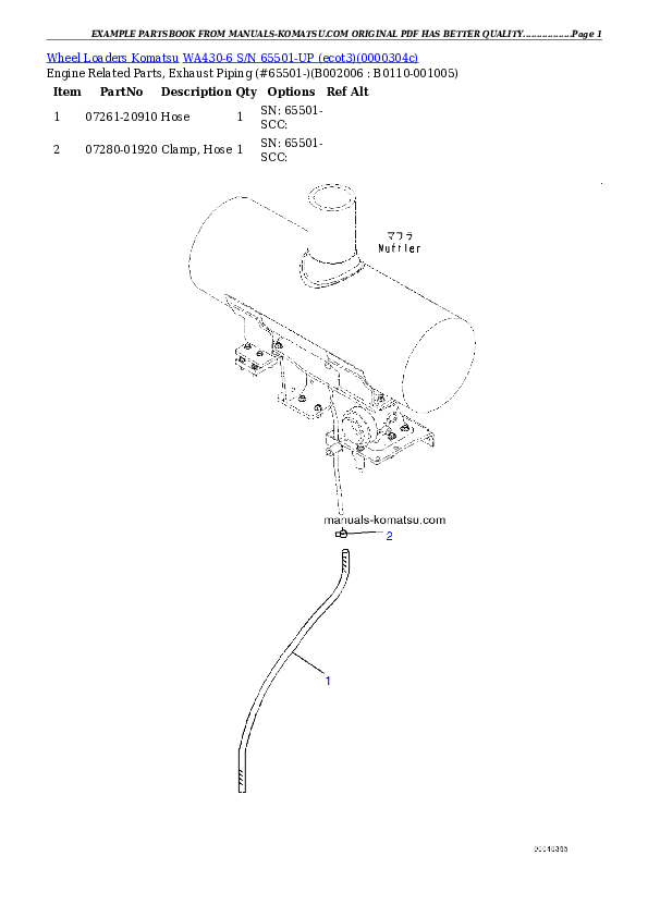 Protected: WA430-6 S/N 65501-UP (ecot3) Partsbook