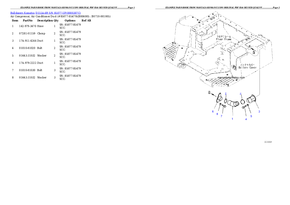 Protected: D155A-6R S/N 85077-UP Partsbook