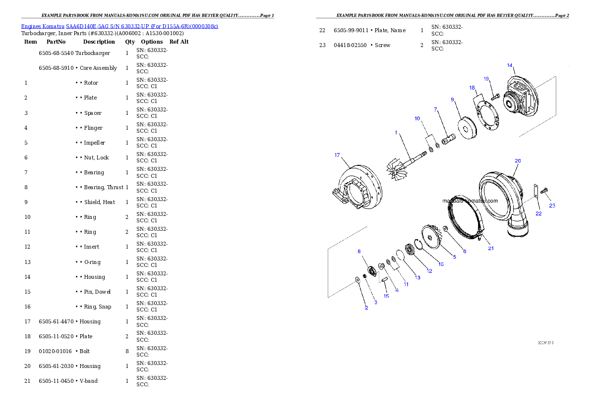 Protected: SAA6D140E-5AG S/N 630332-UP (For D155A-6R) Partsbook