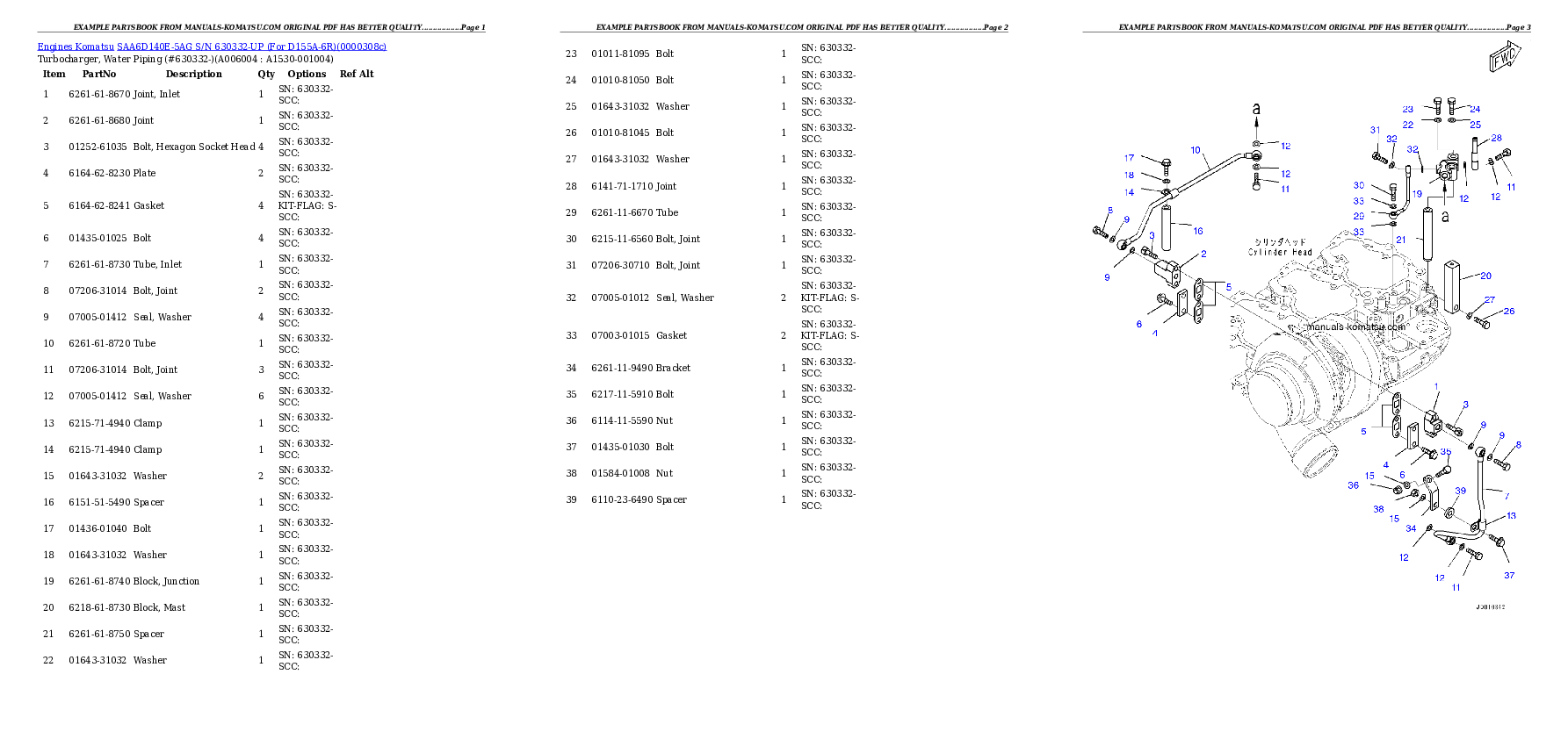 Protected: SAA6D140E-5AG S/N 630332-UP (For D155A-6R) Partsbook