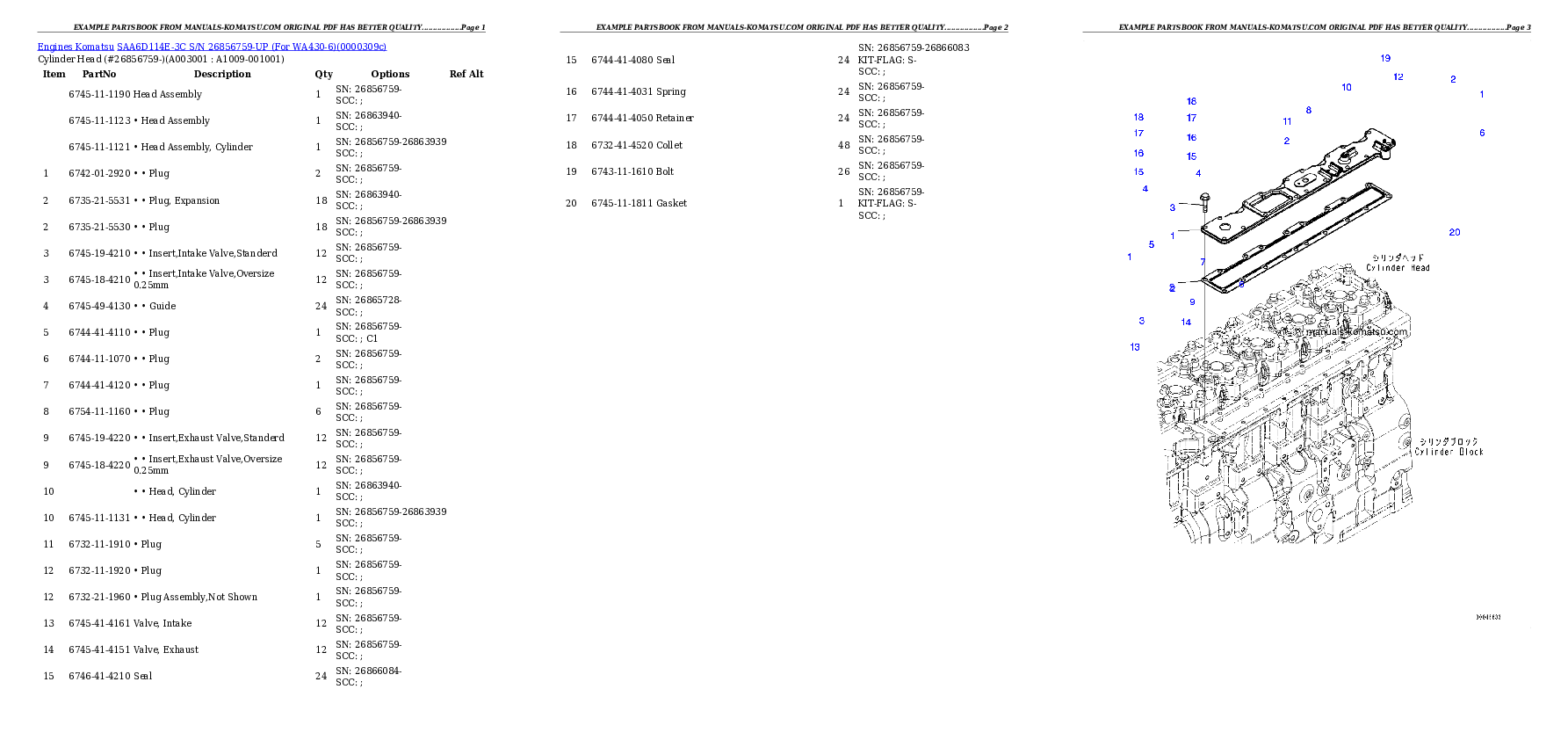 Protected: SAA6D114E-3C S/N 26856759-UP (For WA430-6) Partsbook