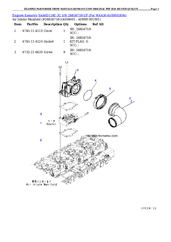 Protected: SAA6D114E-3C S/N 26856759-UP (For WA430-6) Partsbook