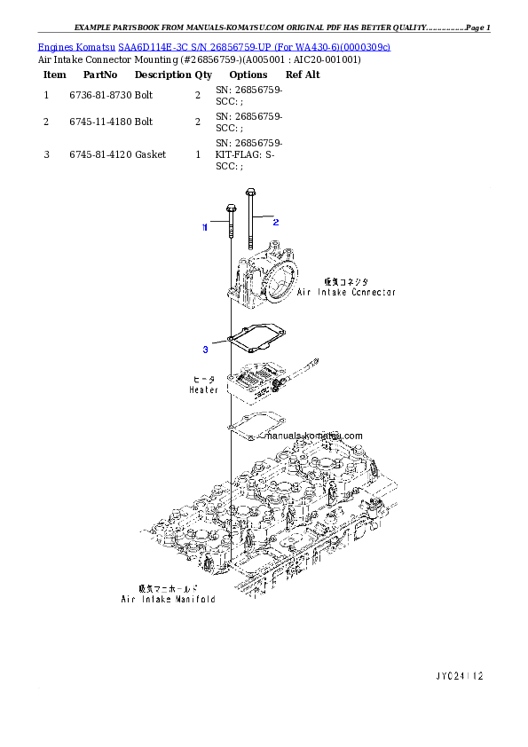Protected: SAA6D114E-3C S/N 26856759-UP (For WA430-6) Partsbook