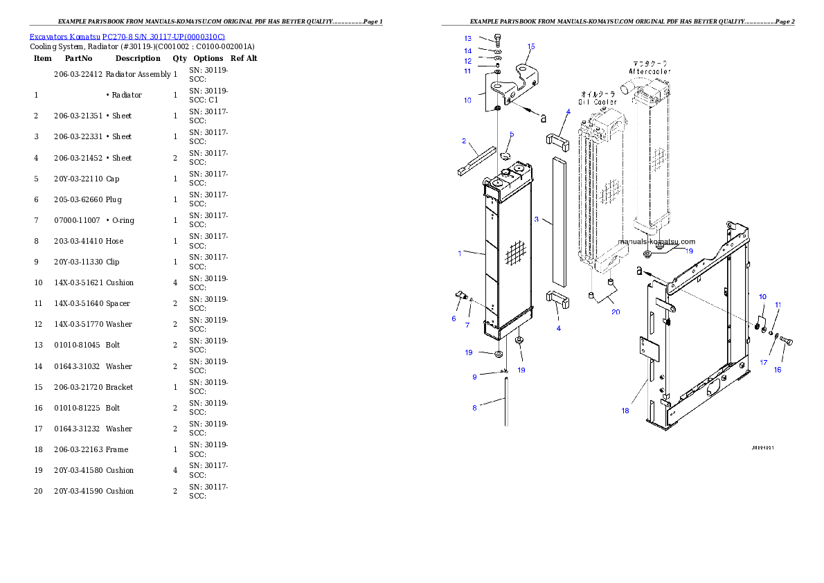 Protected: PC270-8 S/N 30117-UP Partsbook