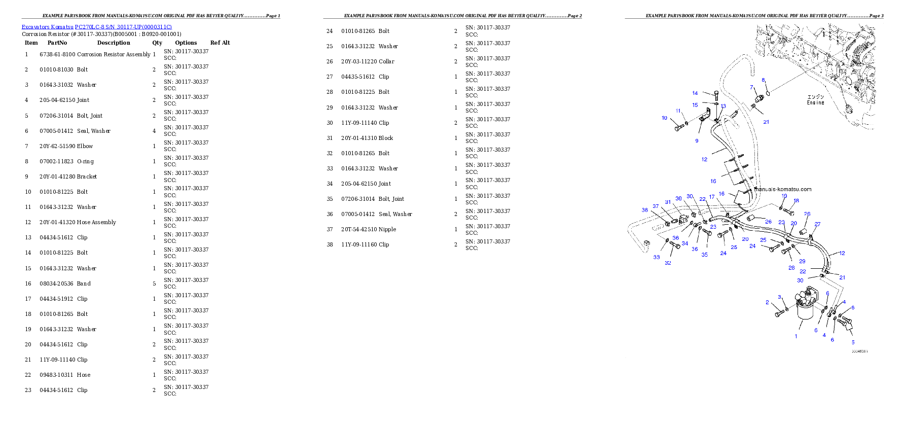 Protected: PC270LC-8 S/N 30117-UP Partsbook