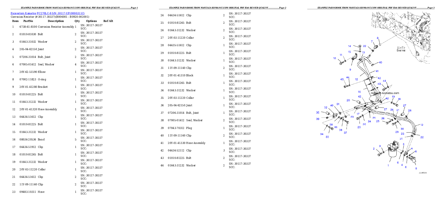 Protected: PC270LC-8 S/N 30117-UP Partsbook