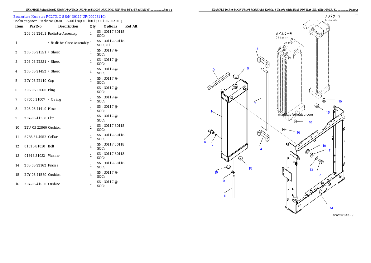 Protected: PC270LC-8 S/N 30117-UP Partsbook