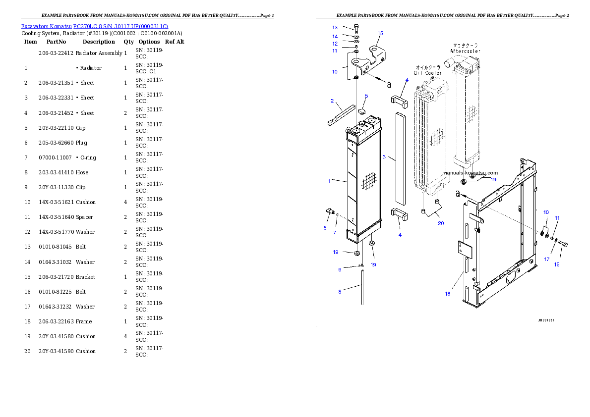 Protected: PC270LC-8 S/N 30117-UP Partsbook