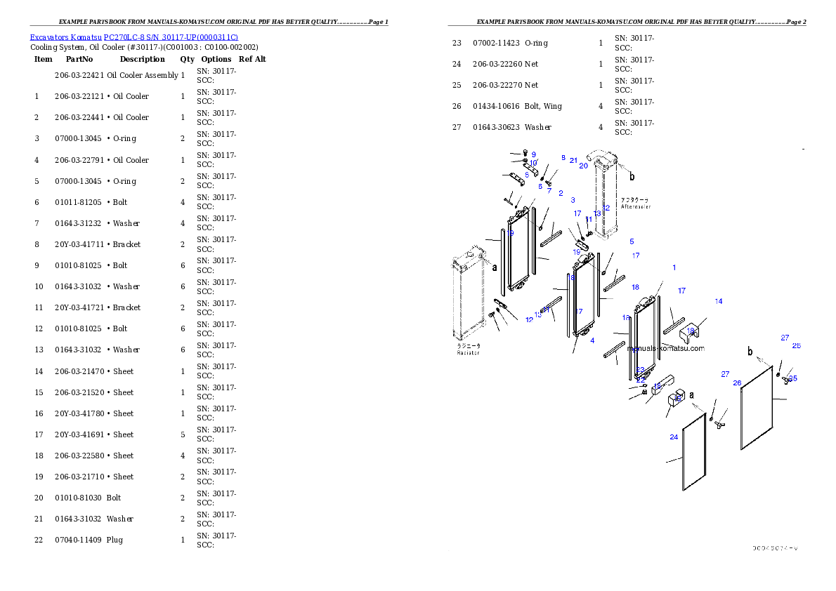 Protected: PC270LC-8 S/N 30117-UP Partsbook