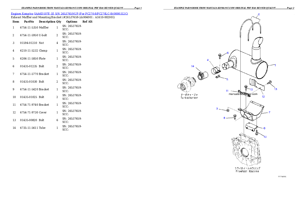 Protected: SAA6D107E-1E S/N 26500048-UP ( Standard Machine ) Partsbook