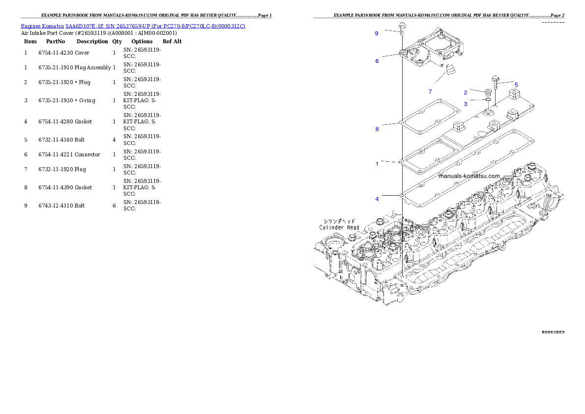 Protected: SAA6D107E-1E S/N 26500048-UP ( Standard Machine ) Partsbook