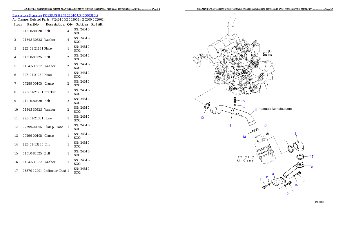 Protected: PC138US-8 S/N 24510-UP Partsbook