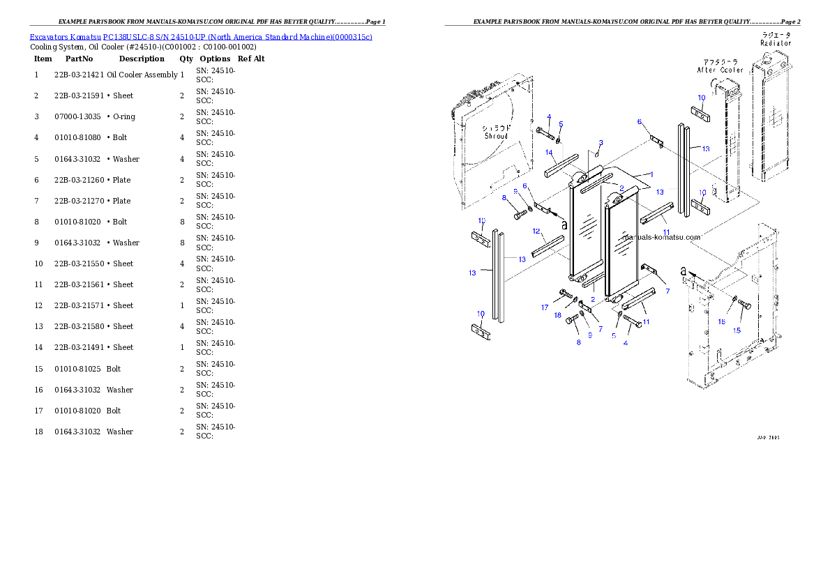 Protected: PC138USLC-8 S/N 24510-UP (North America Standard Machine) Partsbook