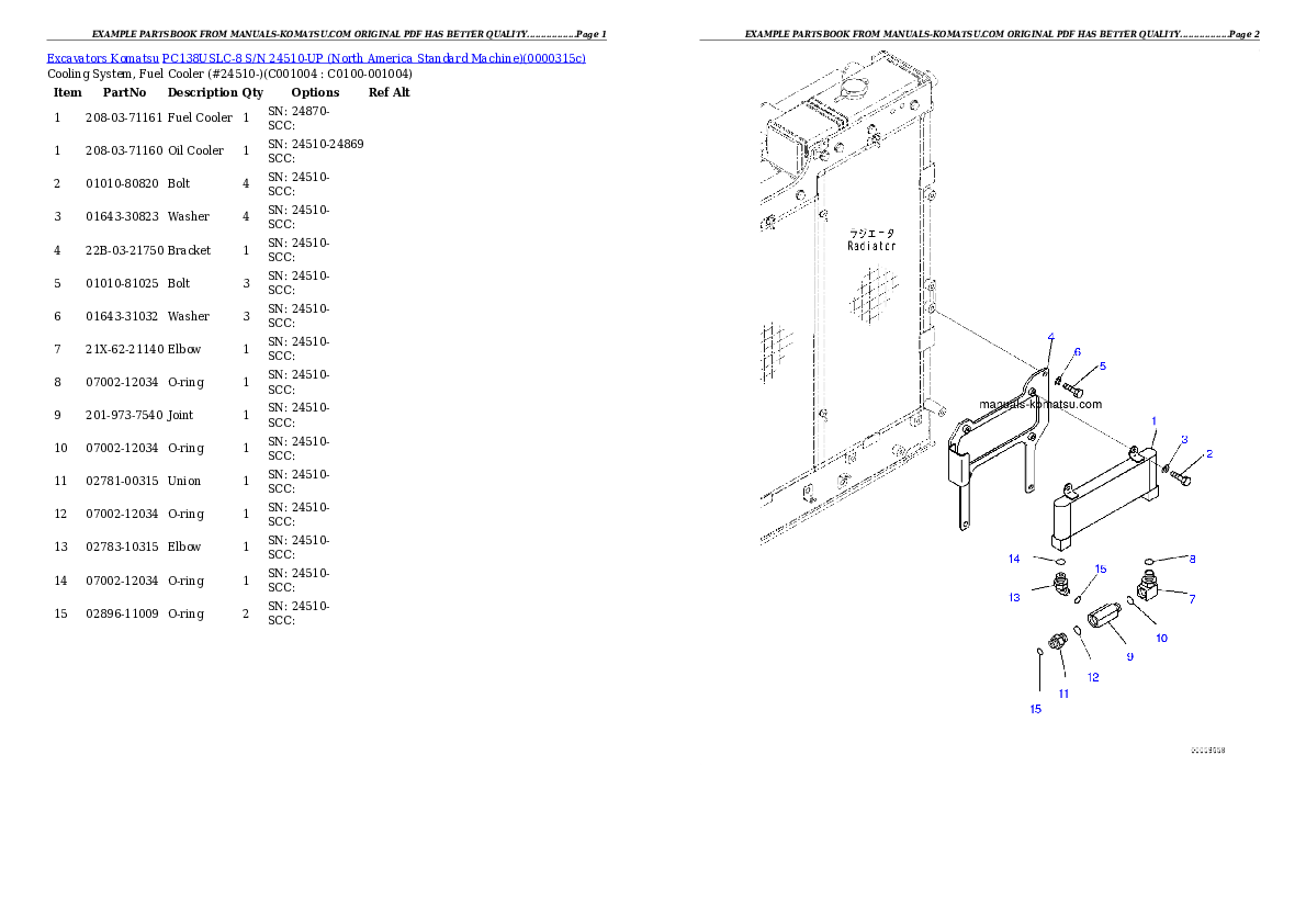 Protected: PC138USLC-8 S/N 24510-UP (North America Standard Machine) Partsbook