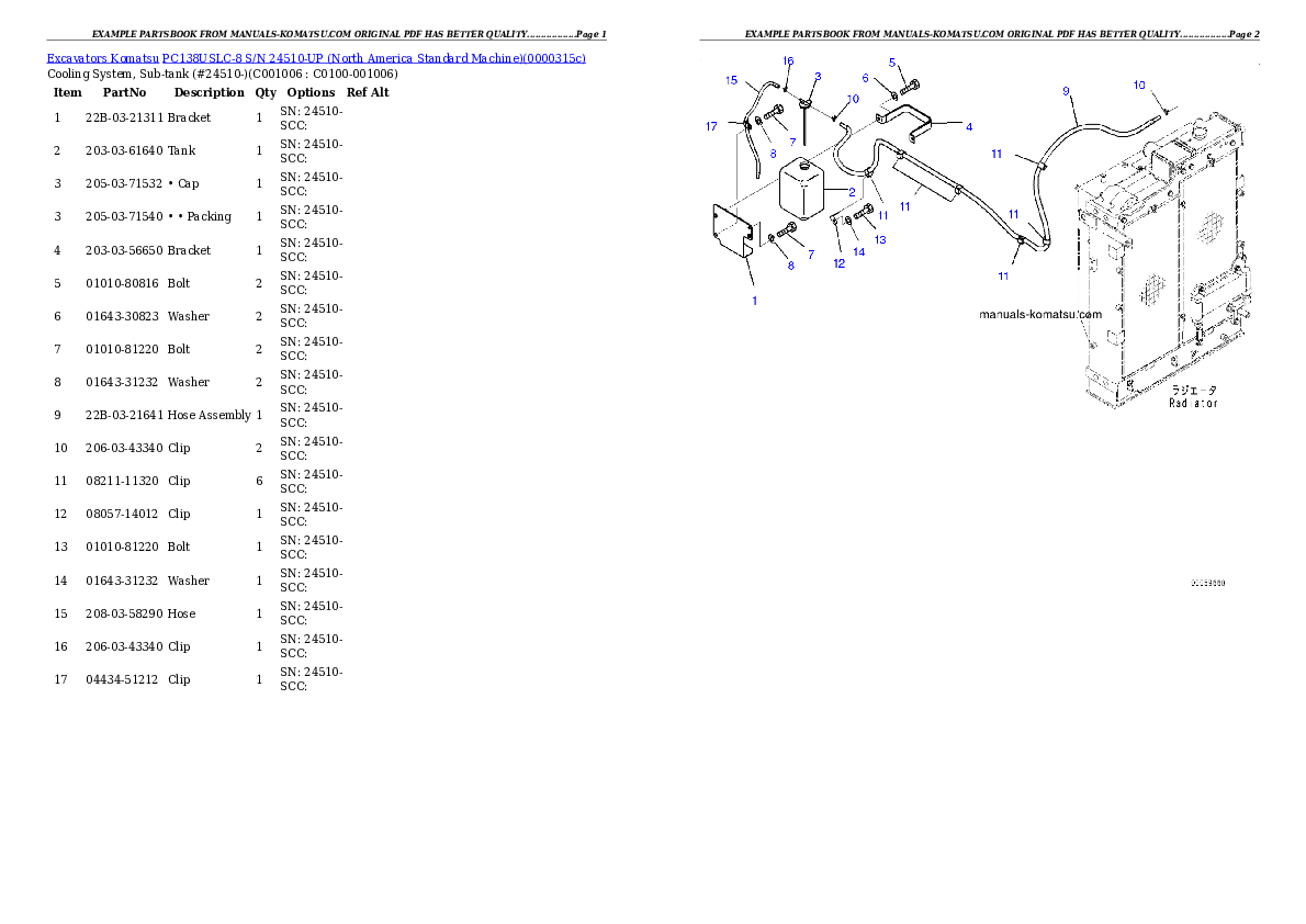Protected: PC138USLC-8 S/N 24510-UP (North America Standard Machine) Partsbook