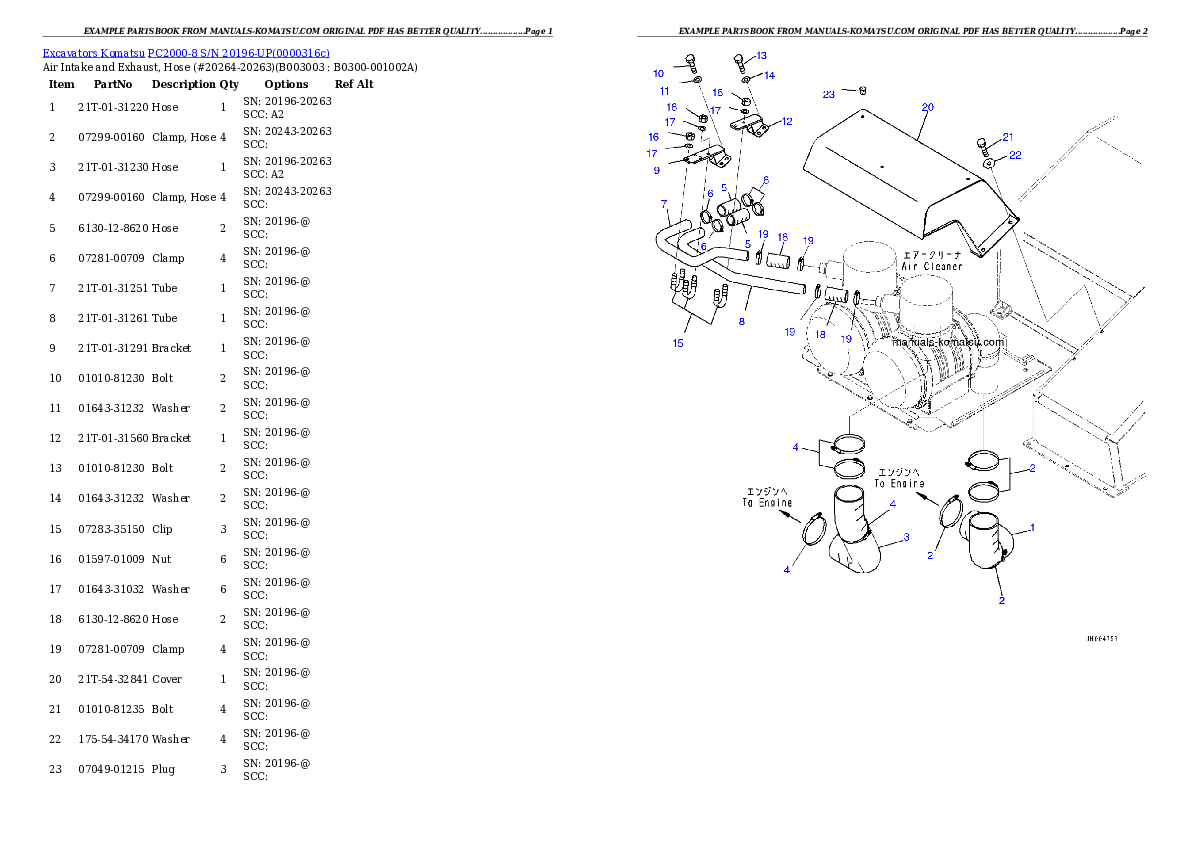 Protected: PC2000-8 S/N 20196-UP Partsbook