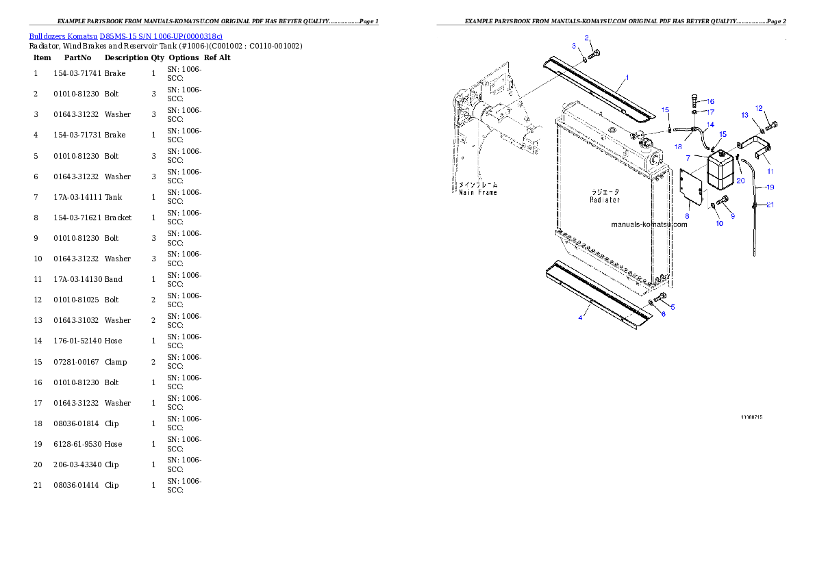 Protected: D85MS-15 S/N 1006-UP Partsbook