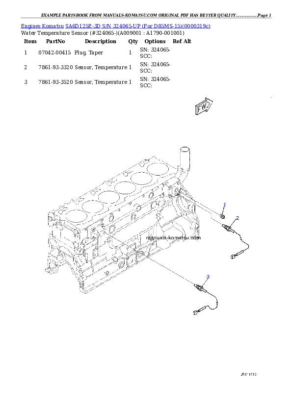 Protected: SA6D125E-3D S/N 324065-UP (For D85MS-15) Partsbook