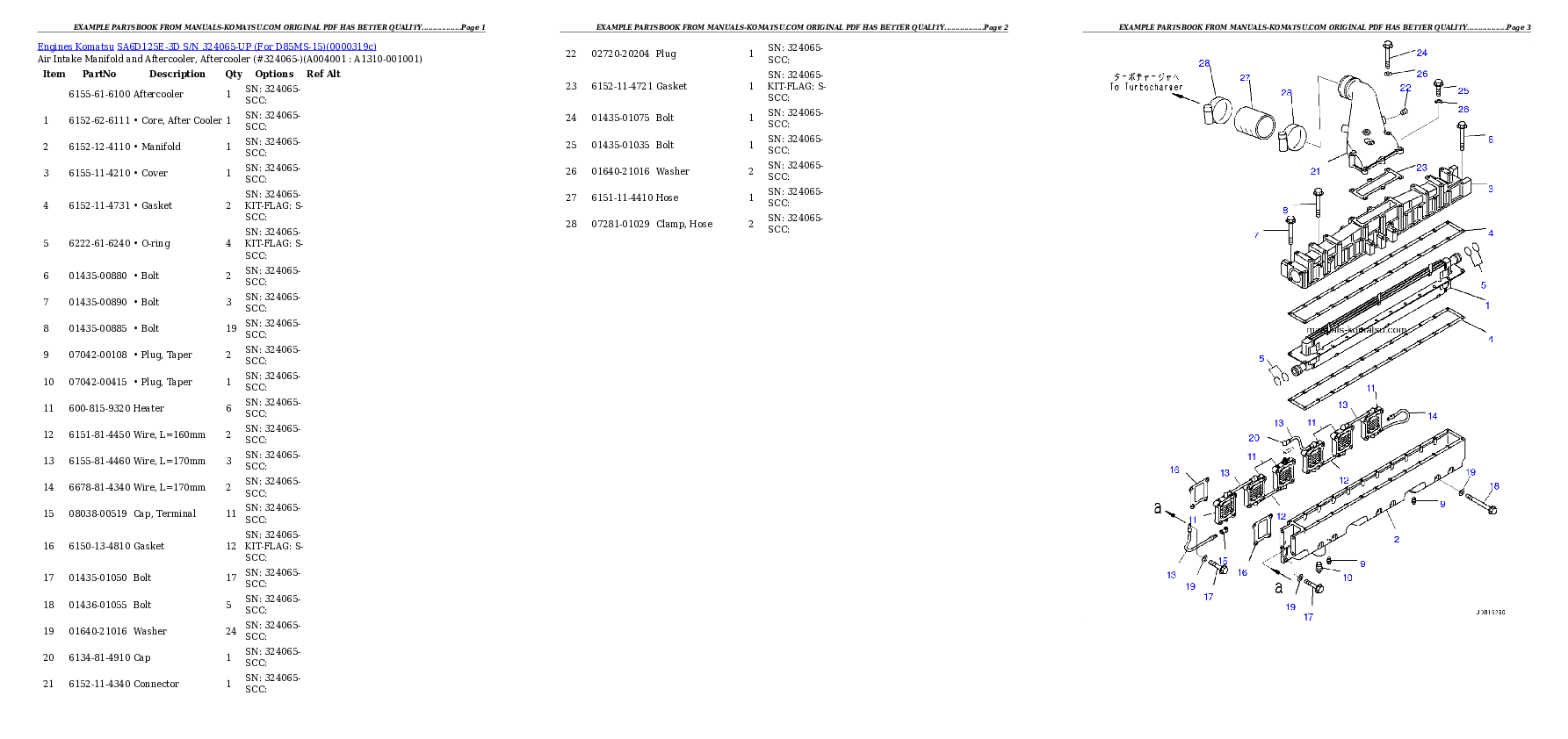 Protected: SA6D125E-3D S/N 324065-UP (For D85MS-15) Partsbook