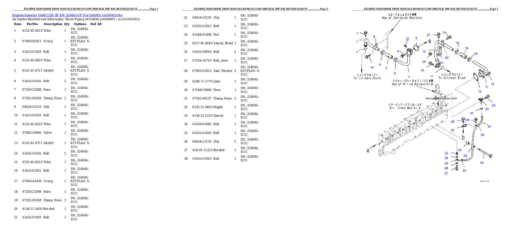 Protected: SA6D125E-3D S/N 324065-UP (For D85MS-15) Partsbook