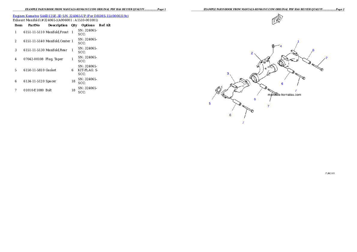 Protected: SA6D125E-3D S/N 324065-UP (For D85MS-15) Partsbook