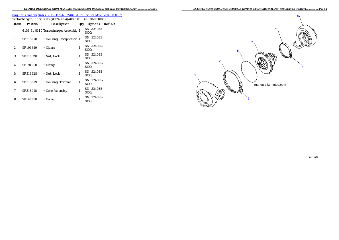 Protected: SA6D125E-3D S/N 324065-UP (For D85MS-15) Partsbook