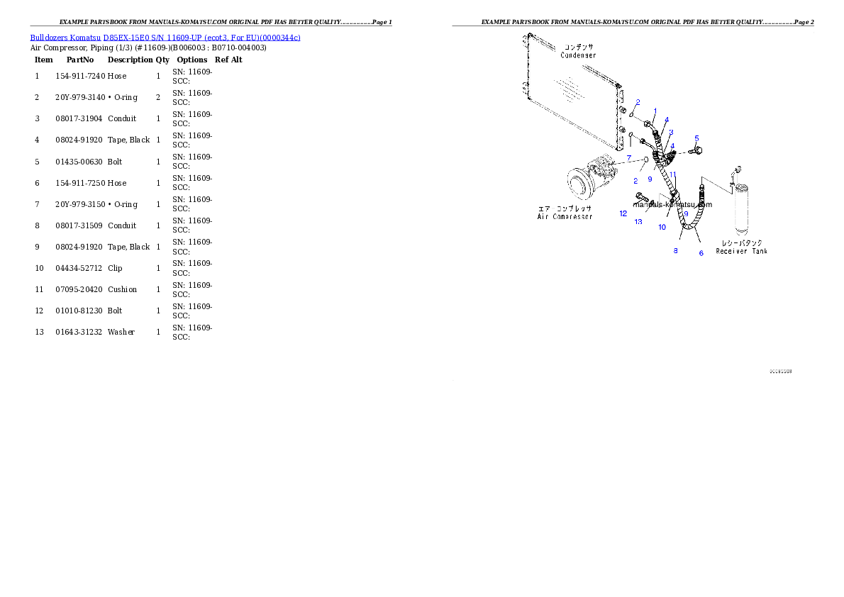 Protected: D85EX-15E0 S/N 11609-UP (ecot3, For EU) Partsbook