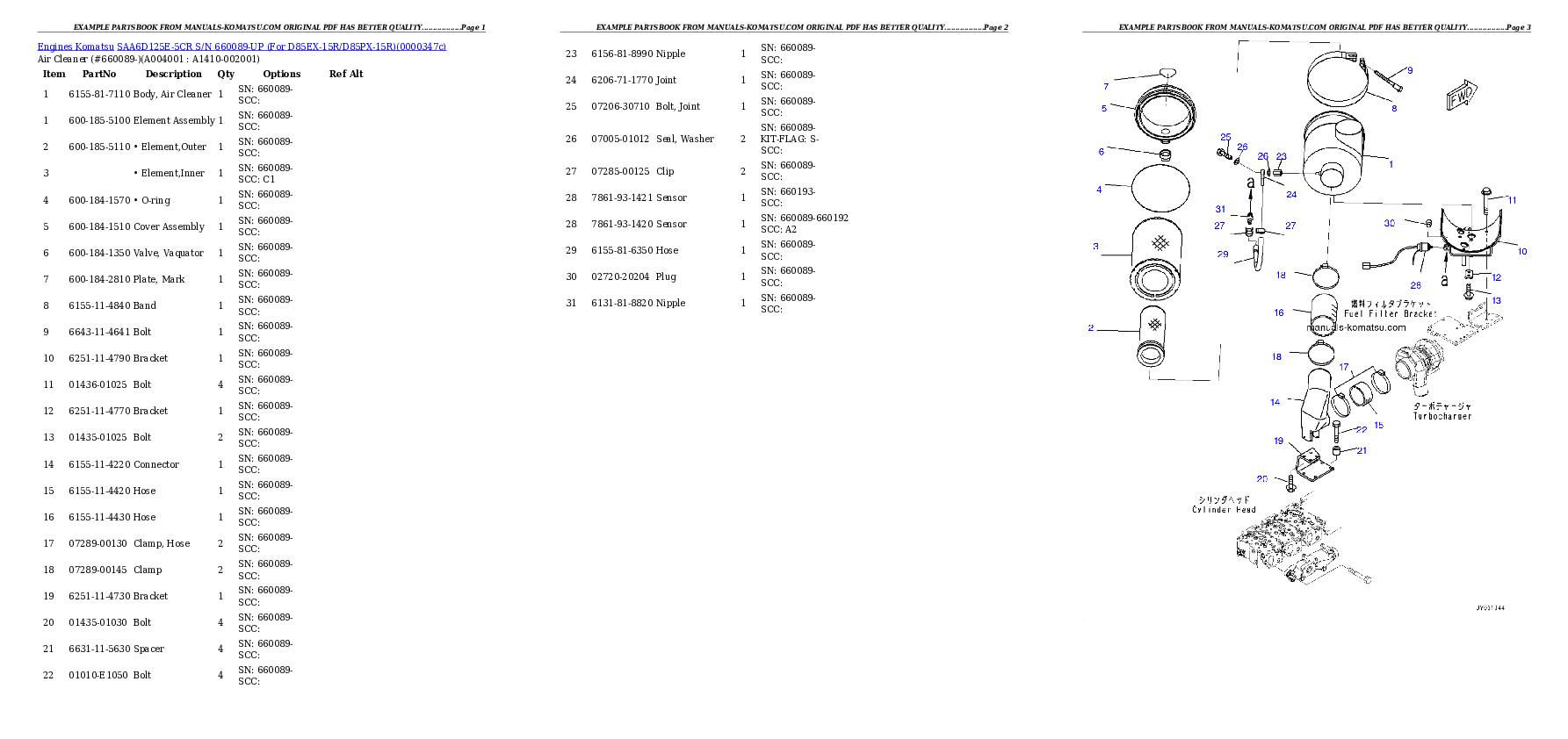 Protected: SAA6D125E-5CR S/N 660089-UP (For D85EX-15R/D85PX-15R) Partsbook