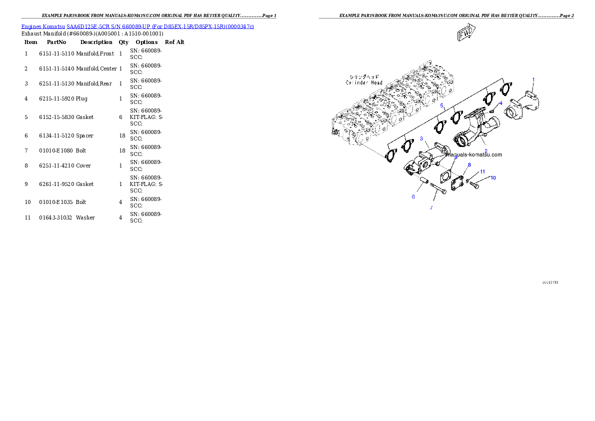 Protected: SAA6D125E-5CR S/N 660089-UP (For D85EX-15R/D85PX-15R) Partsbook