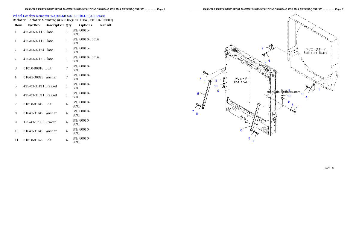 Protected: WA500-6R S/N 60010-UP Partsbook
