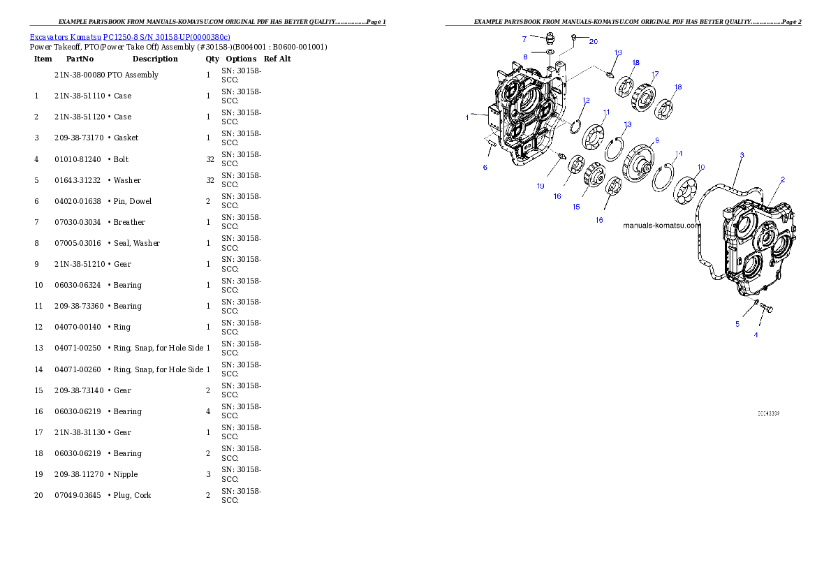 Protected: PC1250-8 S/N 30158-UP Partsbook