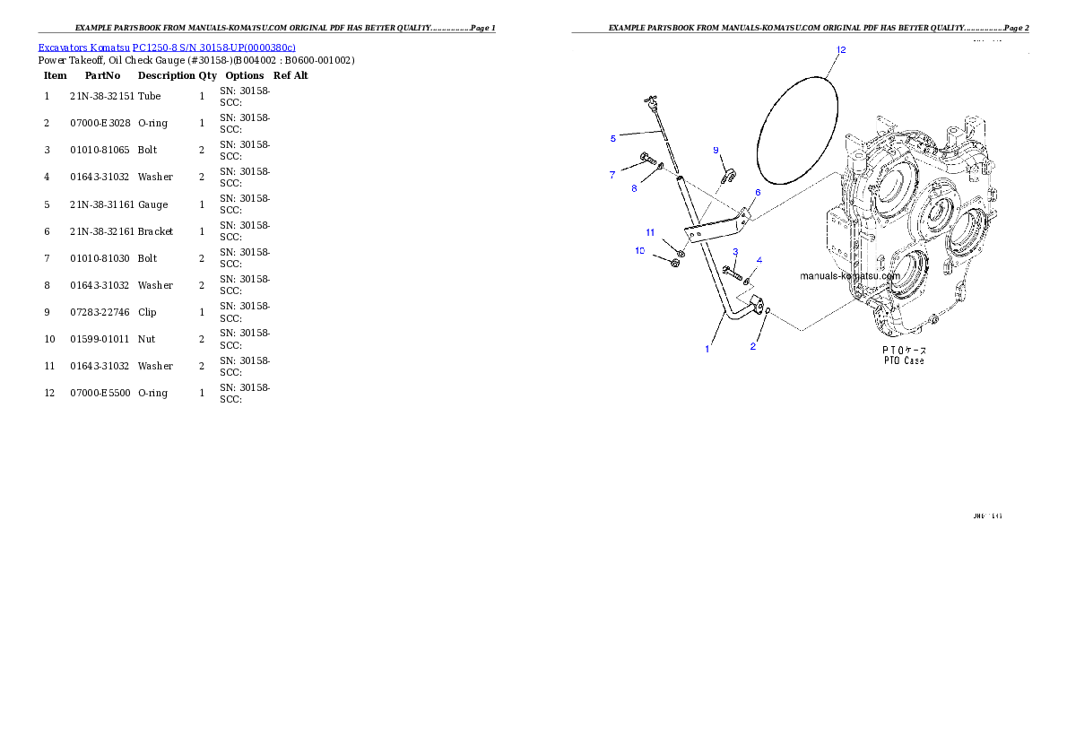 Protected: PC1250-8 S/N 30158-UP Partsbook
