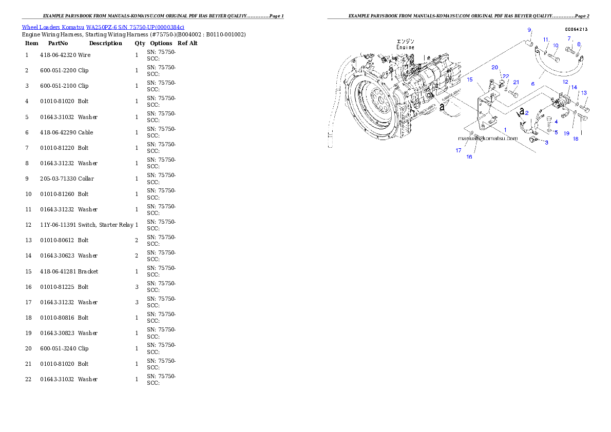Protected: WA250PZ-6 S/N 75750-UP Partsbook